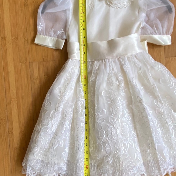 Vintage Dress Jessica McClintock Size 4 Sheer Lace Ivory Communion Flower Girl - Picture 9 of 14